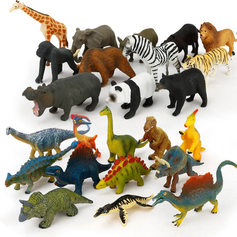 12pcs Miniature Lion Shark Dinosaur Animals Model Montessori Action Figures Zoo Set Cute Education Kids Toy Birthday Gifts