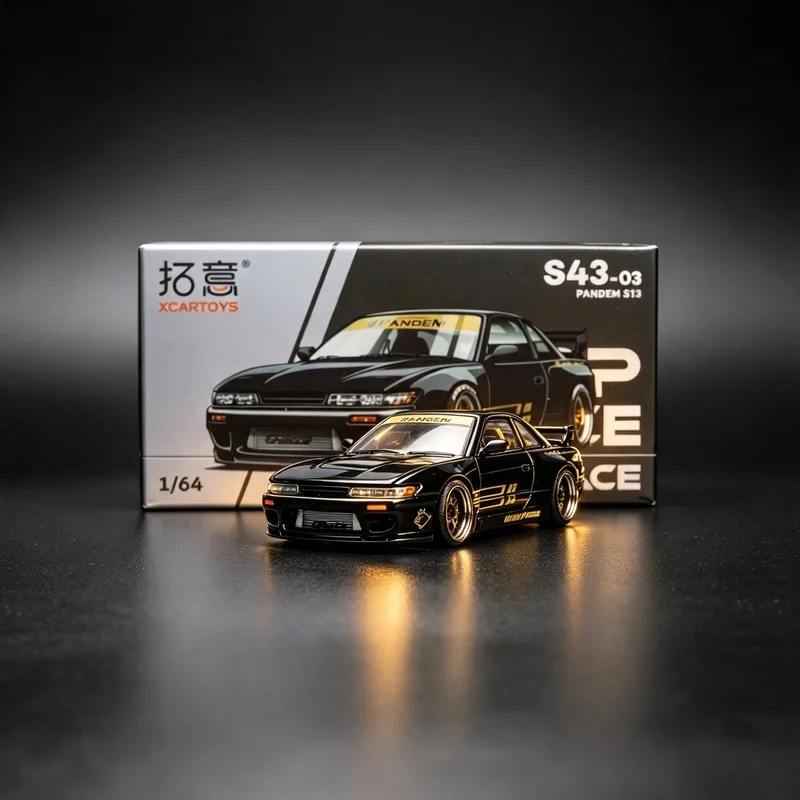 Xcartoys&POPRACE 1/64 Pandem S13 Black Gold Limited Edition Diecast Car Model Alloy Simulation Collection Toy Gift For Boys