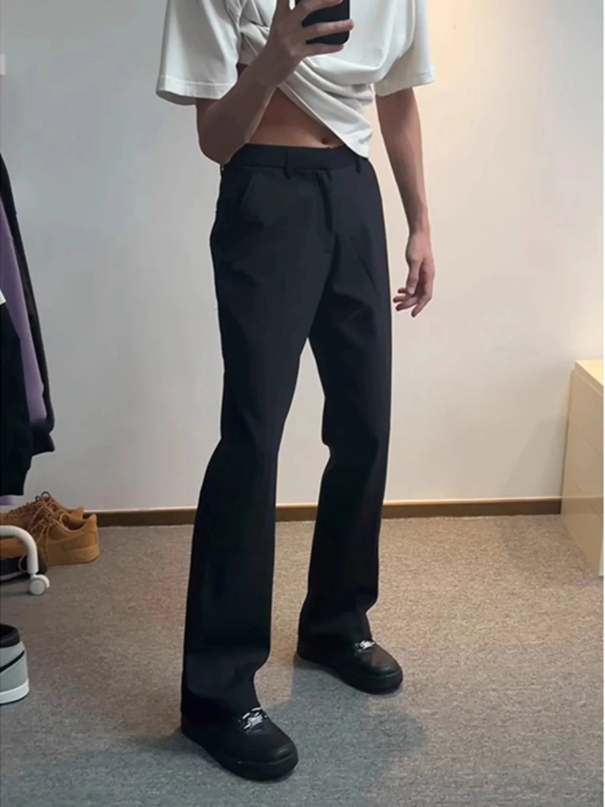 

Bla Casual Men's West Pants Spring Autumn Straight Leg Flared Pants CleanFit Drapey Teenage Casual Polyester Fiber Long Pants