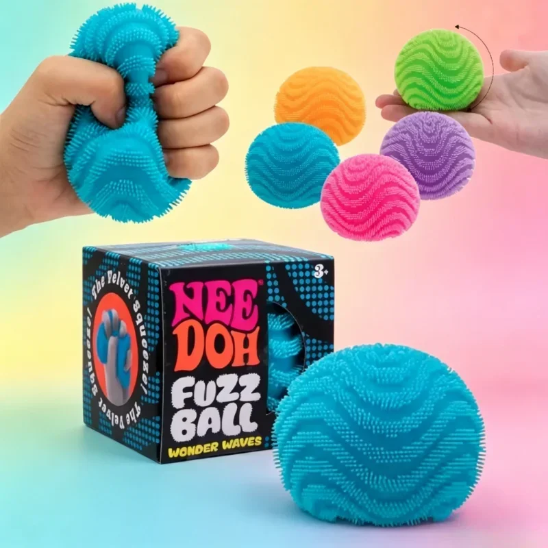 NEEDOH Textured Fuzz Ball Squish Toy Stress Relief Decompression Fidget Gadget for Tension Anxiety Calming Daily Relaxation