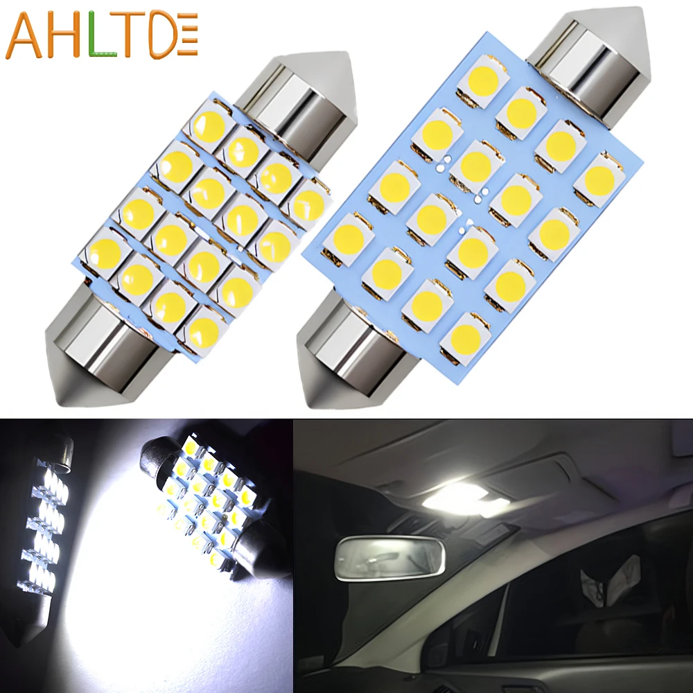 

1PCS Car Festoon Dome Reading Wedge Bulb Auto Roof White 36/41mm C5W C10W 3528 16SMD License Plate Lights 12V Signal Trunk Lamp
