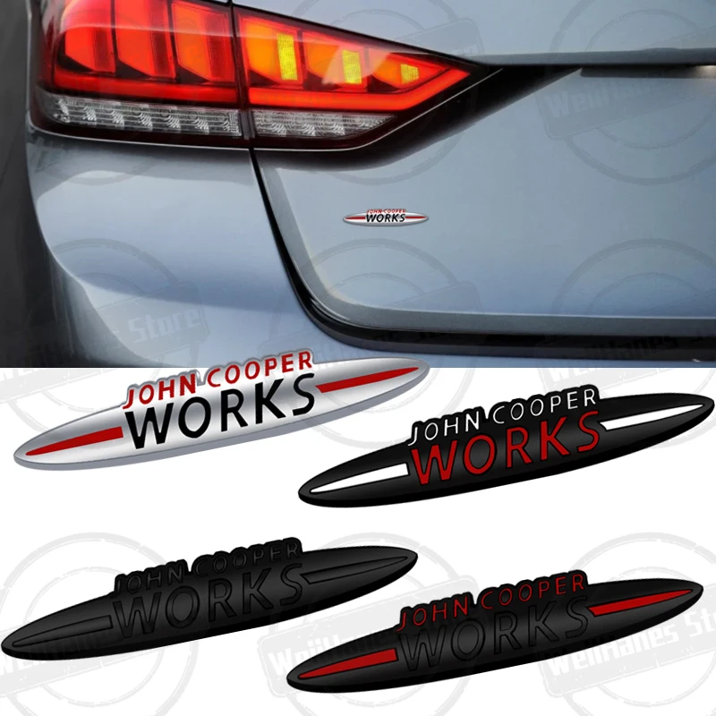 Metal For John Cooper Works Mini Cooper S JCW R56 R57 Countryman Clubman Paceman Grille Sticker Car Rear Trunk Body Emblem Badge