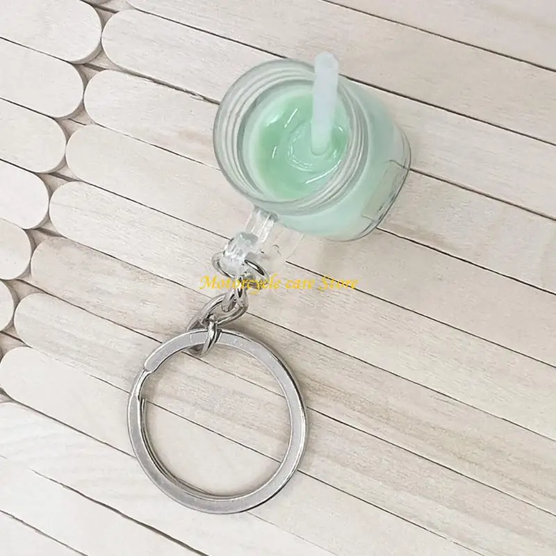 U75F KawaiiCar Backpack Keyring Bubble Tea Keychain Charms Milk Tea Cup Chain