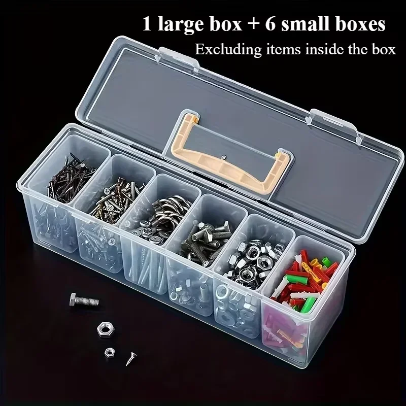 7pcs Tool Parts Storage Box Set Multi-Compartment Tool Organizer Sorting Box for Screws Wrenches Hardware Accessories Toys