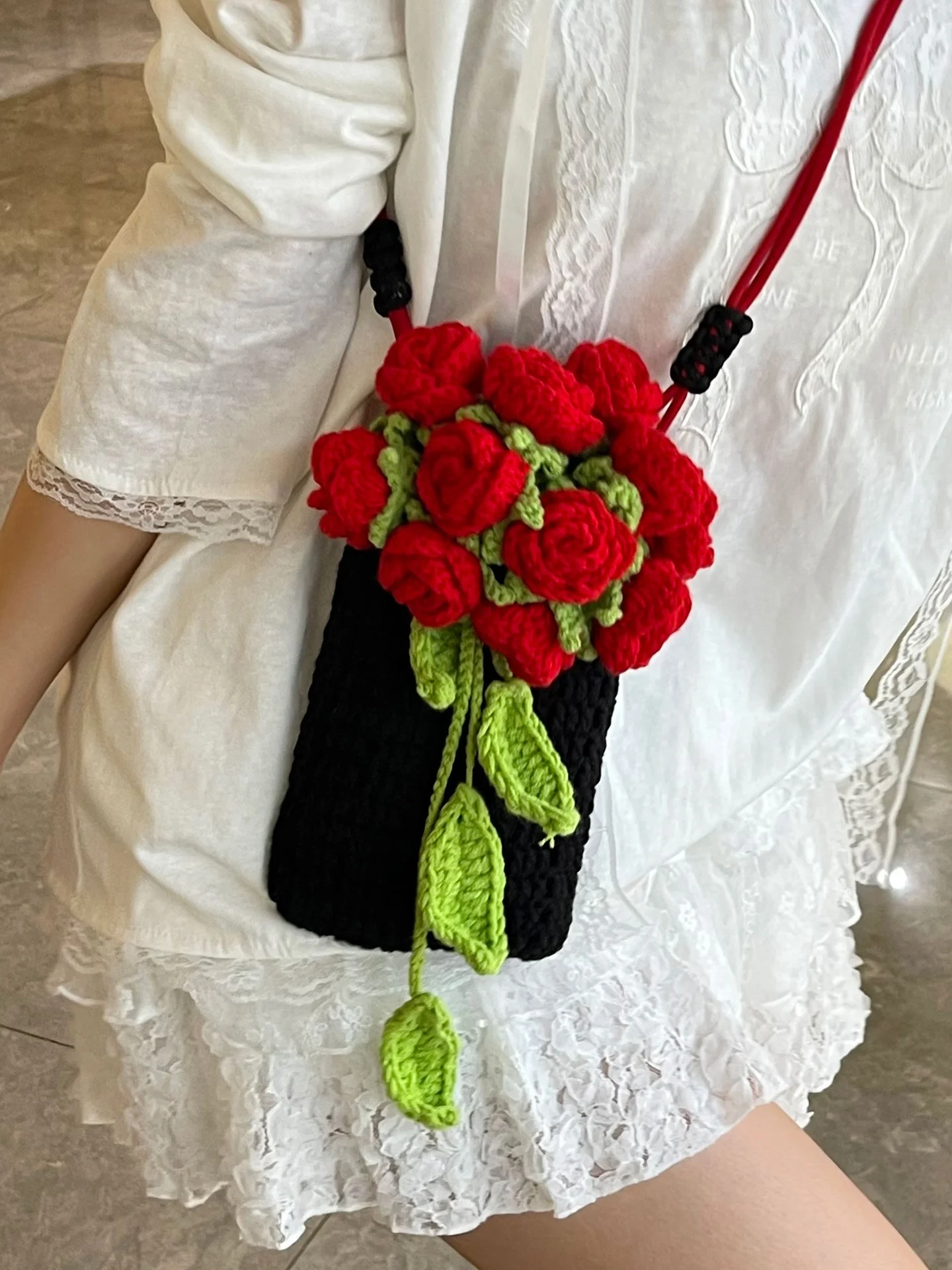 

Faionable Knitted Flower Small Crossbody Bag Women's Mobile Phone Bag Summer New Design Casual Single oulder Bag ZATZ Brand