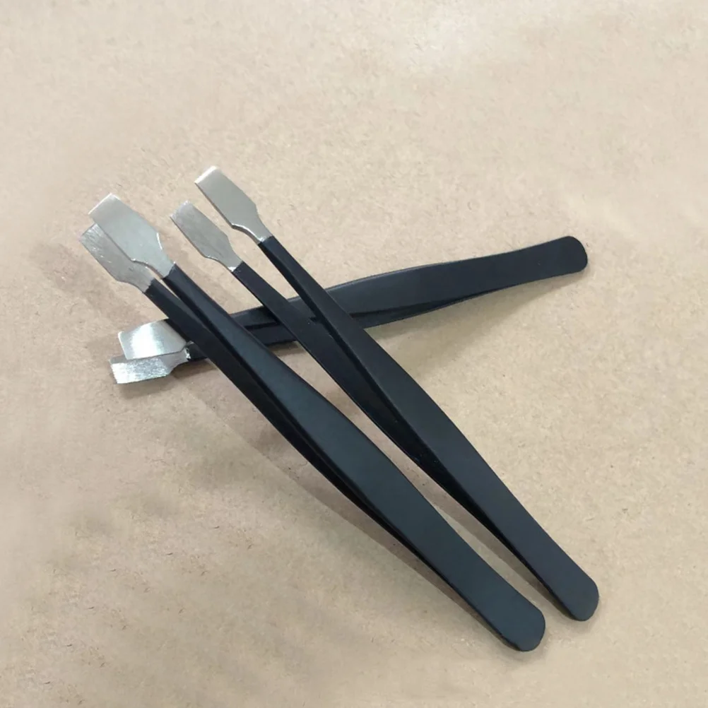 3Pcs Eyelash Applicator Tweezers Stainless Steel Stamp Tweezers for Precision Crafting Jewelry Beads Collector Tools
