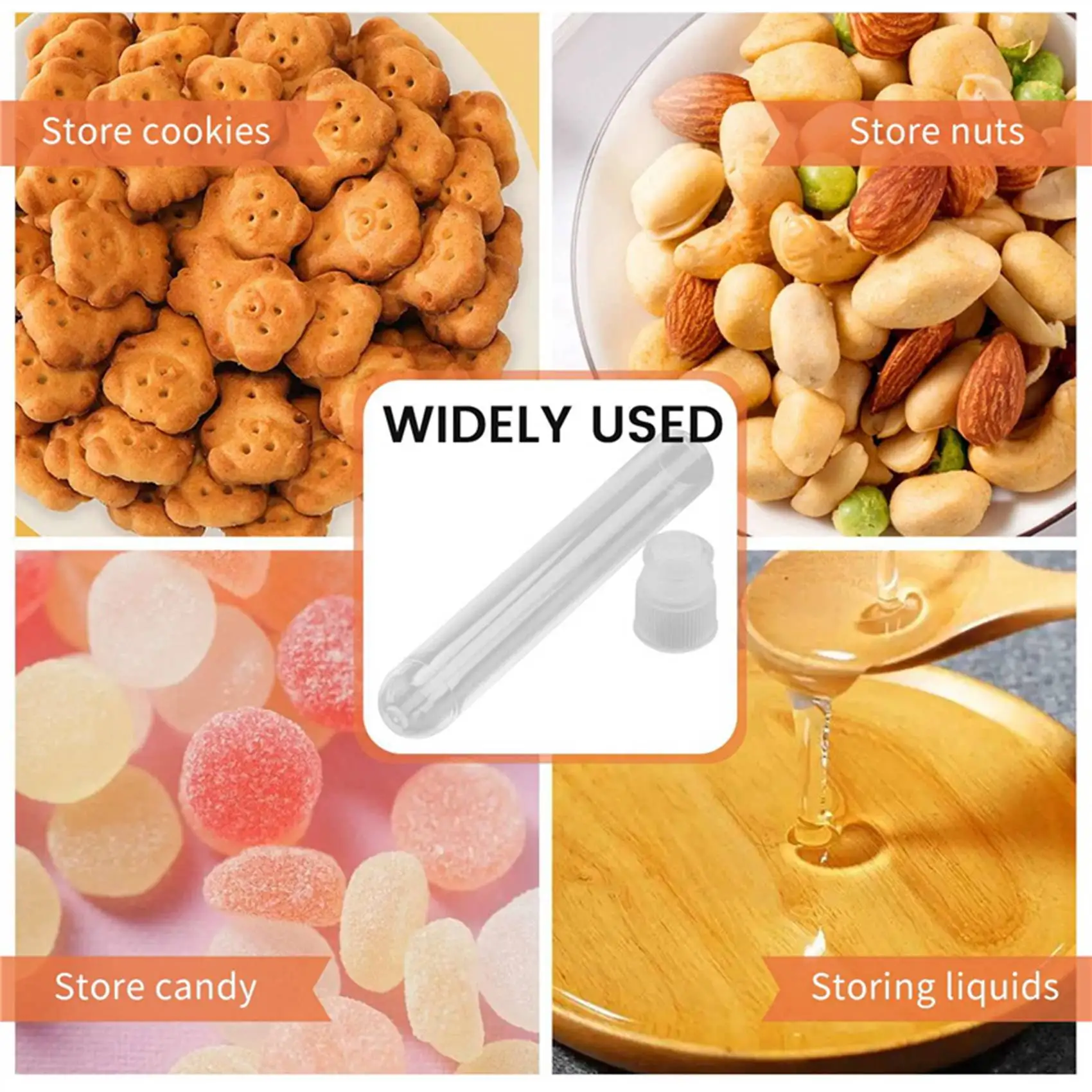 BVBV 100Pcs Clear Plastic Test Tubes with White Screw Caps Sample Containers Bottles Push Caps 12X75mm