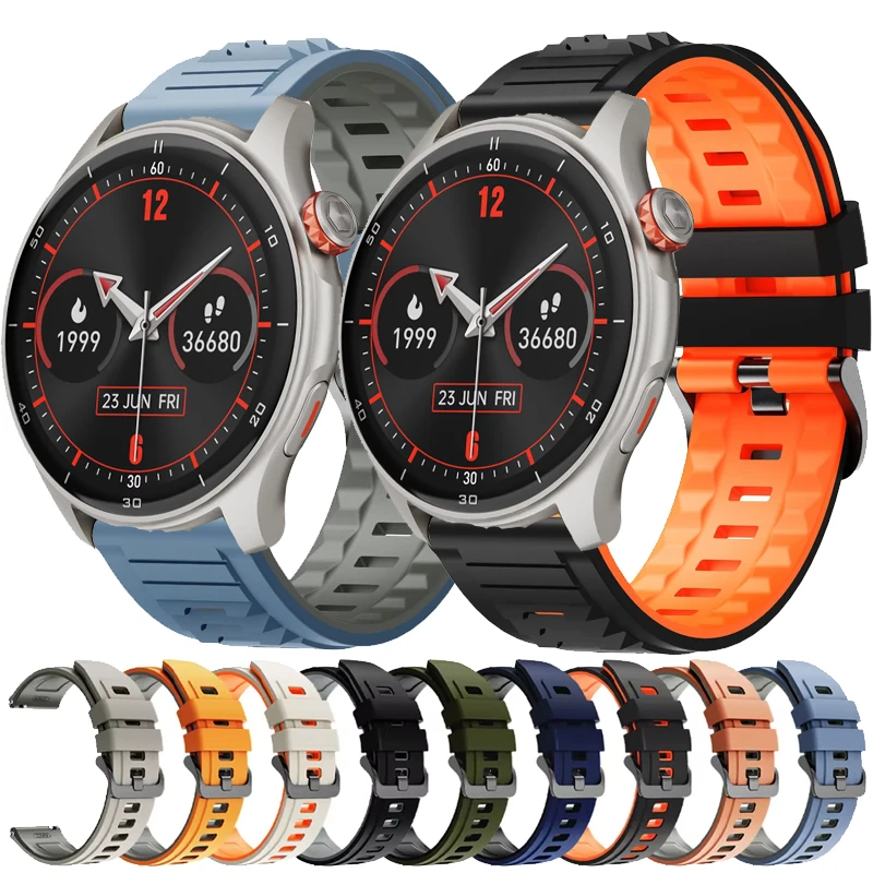 22mm Breathable Watch Strap For IGPSPORT LW10 Silicone Correa Band  For iGPSPORT VeRun Smartwatch Colorful Sport Two-Tone Band