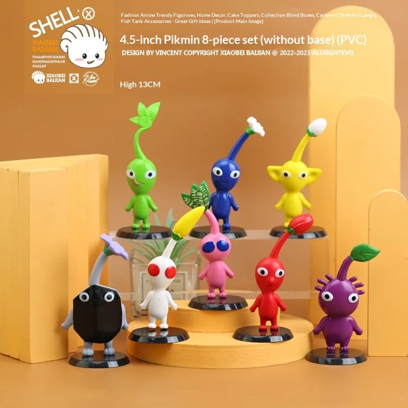 Pikmin 8-Piece PVC Action Figure Set, 3.5 inch Cute Character Collectible Toys with Base for Fans ﻿