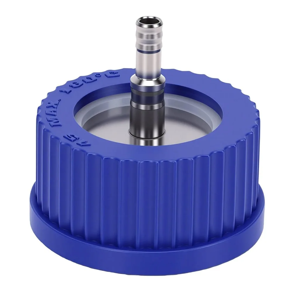 304 Stainless Steel + Plastic Safety Feeding Cap GL45 Thread 1 Port Reagent Bottle Cap Middle Solvent Storage Cap for GL45