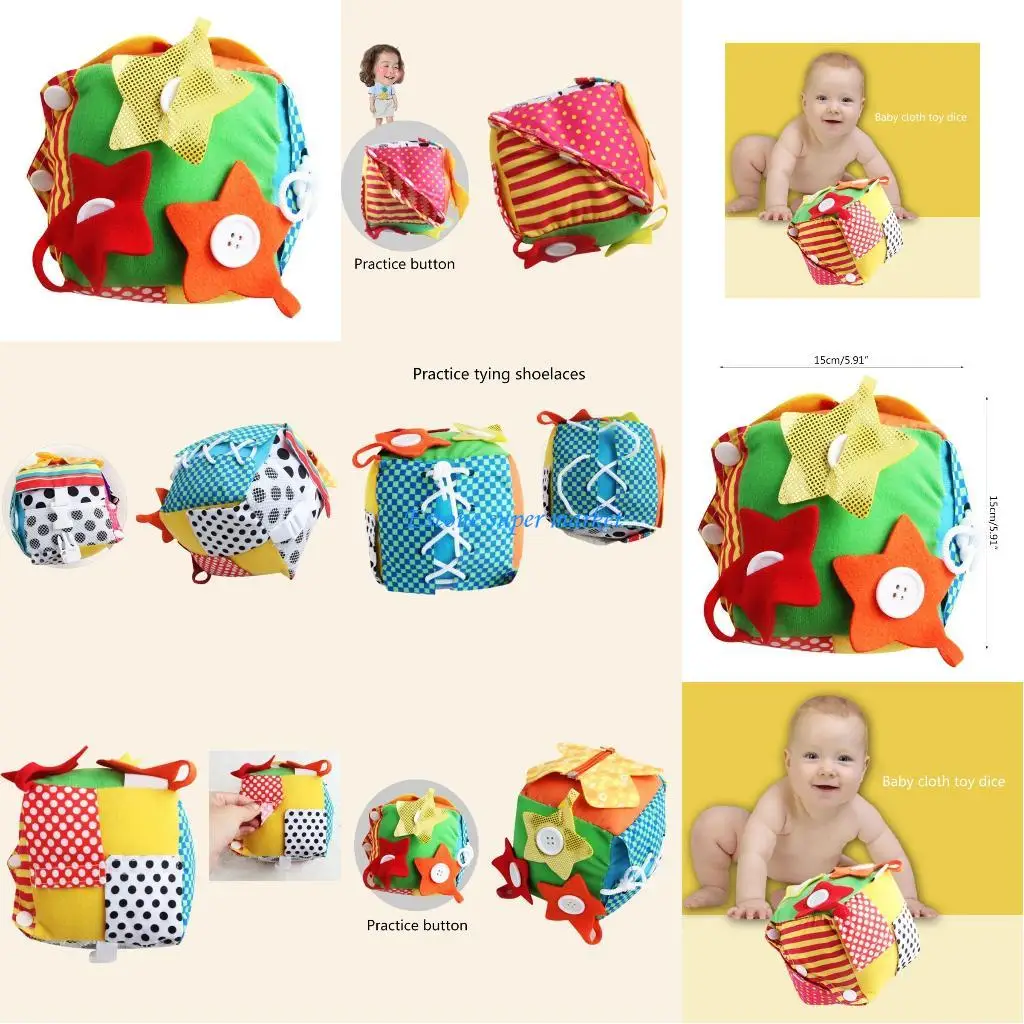 090B Baby Cloth Boly Ball Sapatos botão botão Lace Up Moldure Basic Skills Toy