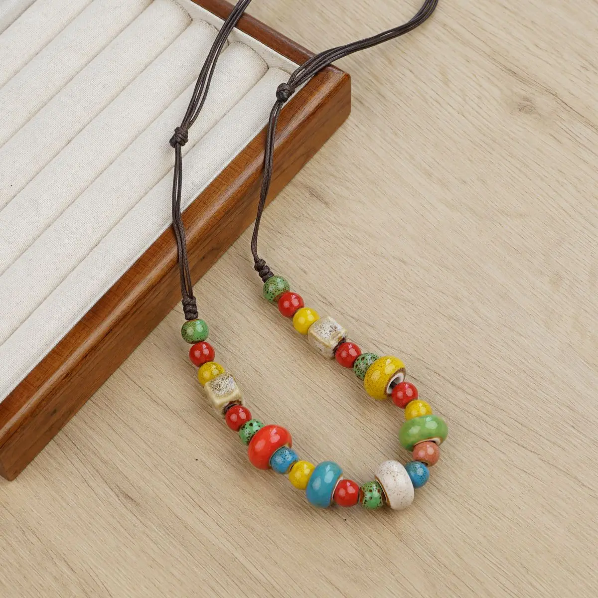 Necklace Ceramic Colorful Braided Heart Star Pendant Sweater Chain Versatile Accessory for Women Daily Party Office Travel