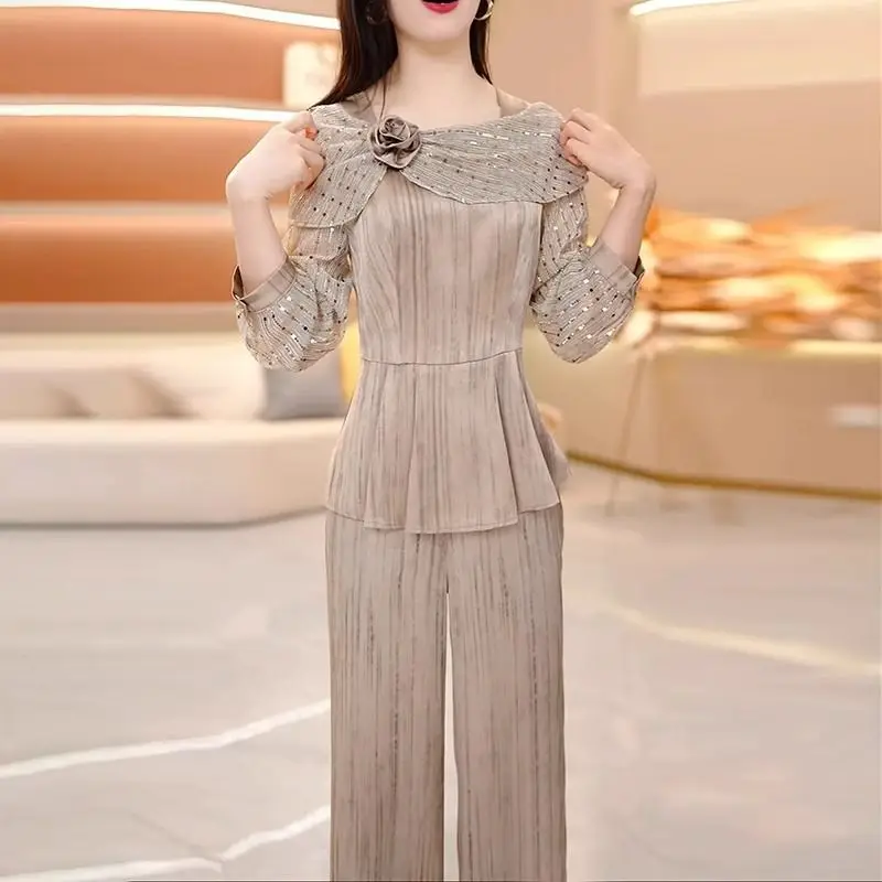 Xiaoxiangfeng Fashion Suit Women 2026 New Spring Autumn Popular This Year Temperament Age-reducing Wide-leg Pants Two-piece Set