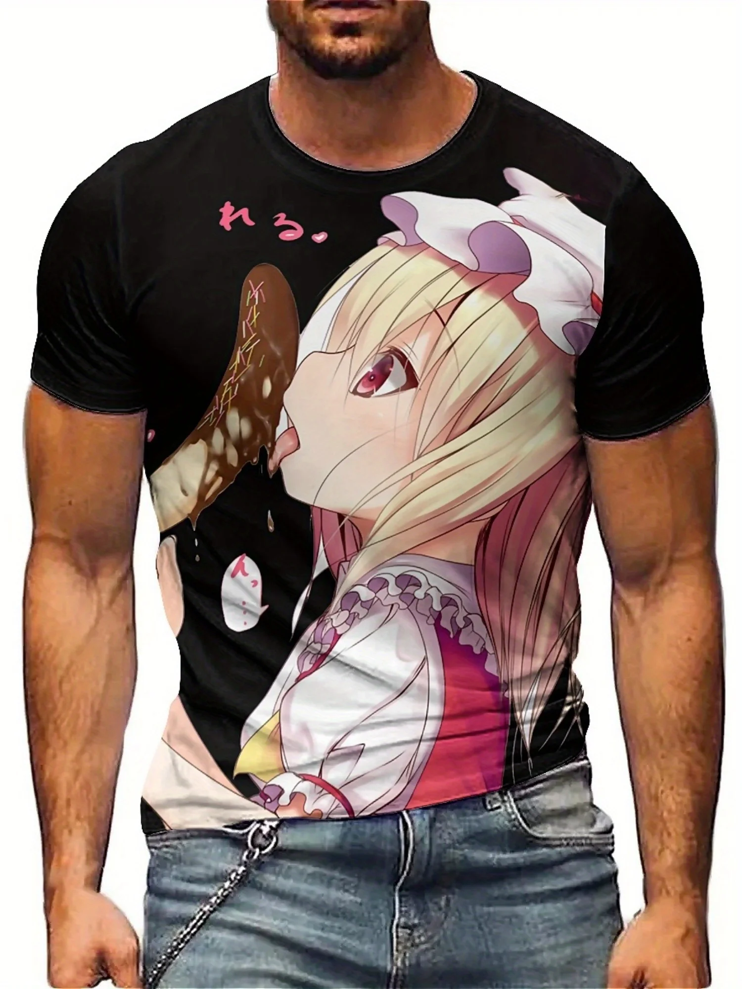 Men'S 3D Anime Graphic T-Shirt - Soft Polyester, Short Sleeve, Round Neck, Casual Summer Tee