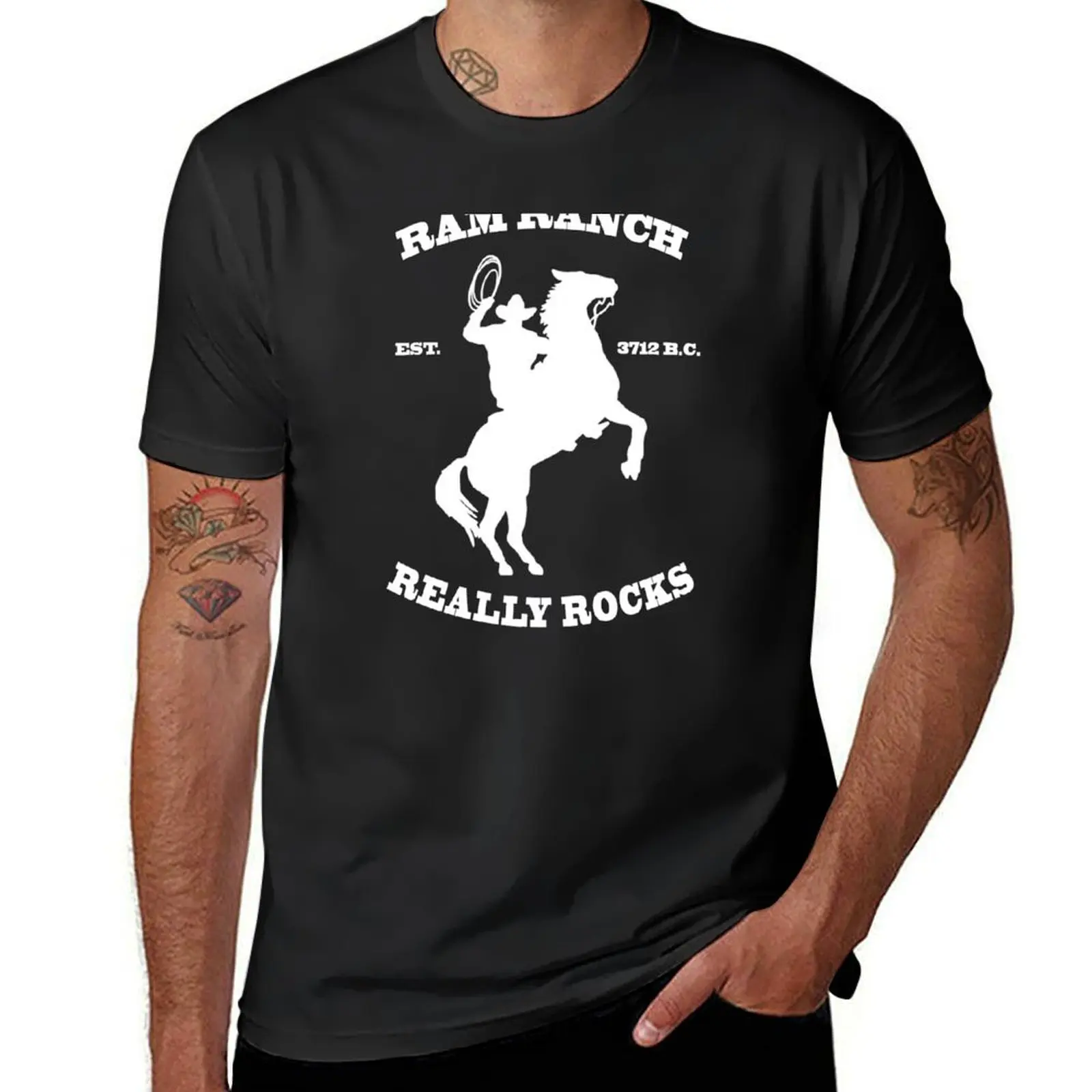 Ram Ranch Shirt Design T-Shirt plus sizes Aesthetic clothing men t shirts