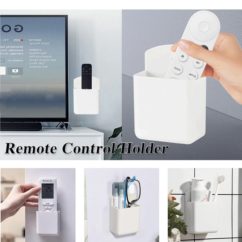 Remote Control Storage Box Wall Mounted TV Controller Storage Box Self Adhesive Remote Control Organizer Case for Home Kitchen