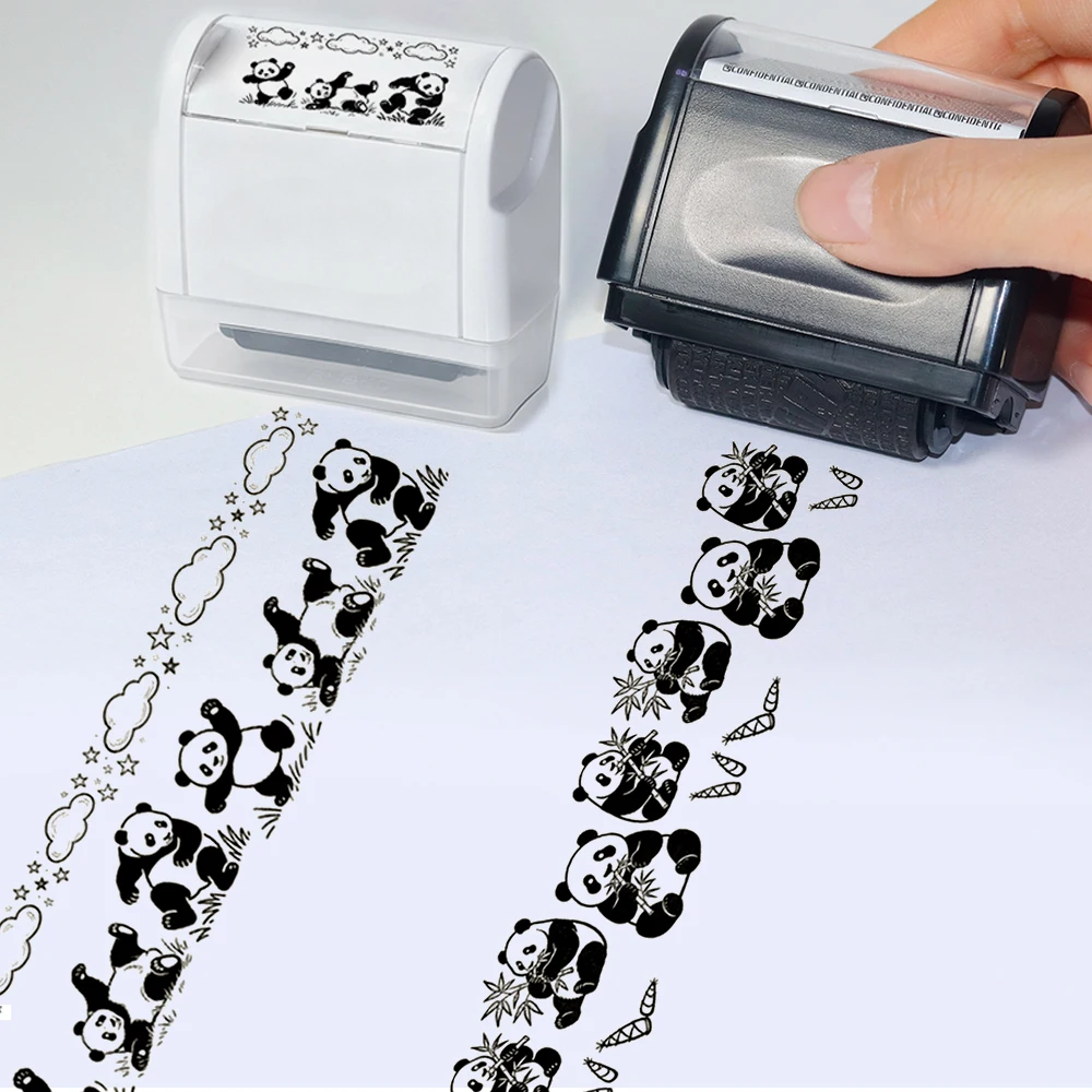Wide version large roller stamp panda eating bamboo, panda playing, playing tai chi decorative frame hand account decoration