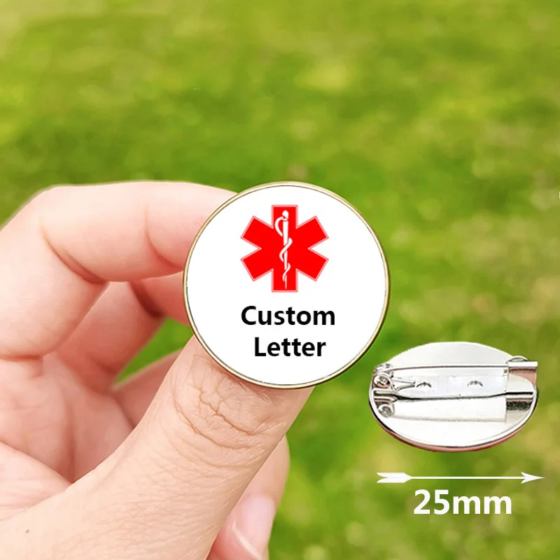 Custom National Flag Pin Badge Football Club Name Baby Singer Star Photo Medical Alert Personalized Glass Brooches for Men Women