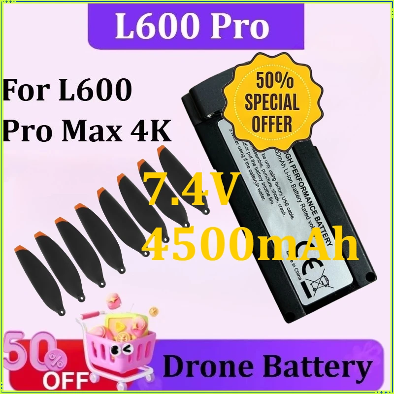

Аккумулятор 7.4V 4500mAh для дрона L600 Pro Max 4K GPS, запчасти и аксессуары, время работы 30 минут