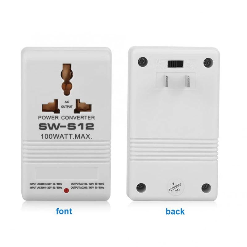 ●SW-S12 100W 110V/120V to 220V/240V Step-Up Down Voltage Transformer Converter Travel Dual Channel Power Converter