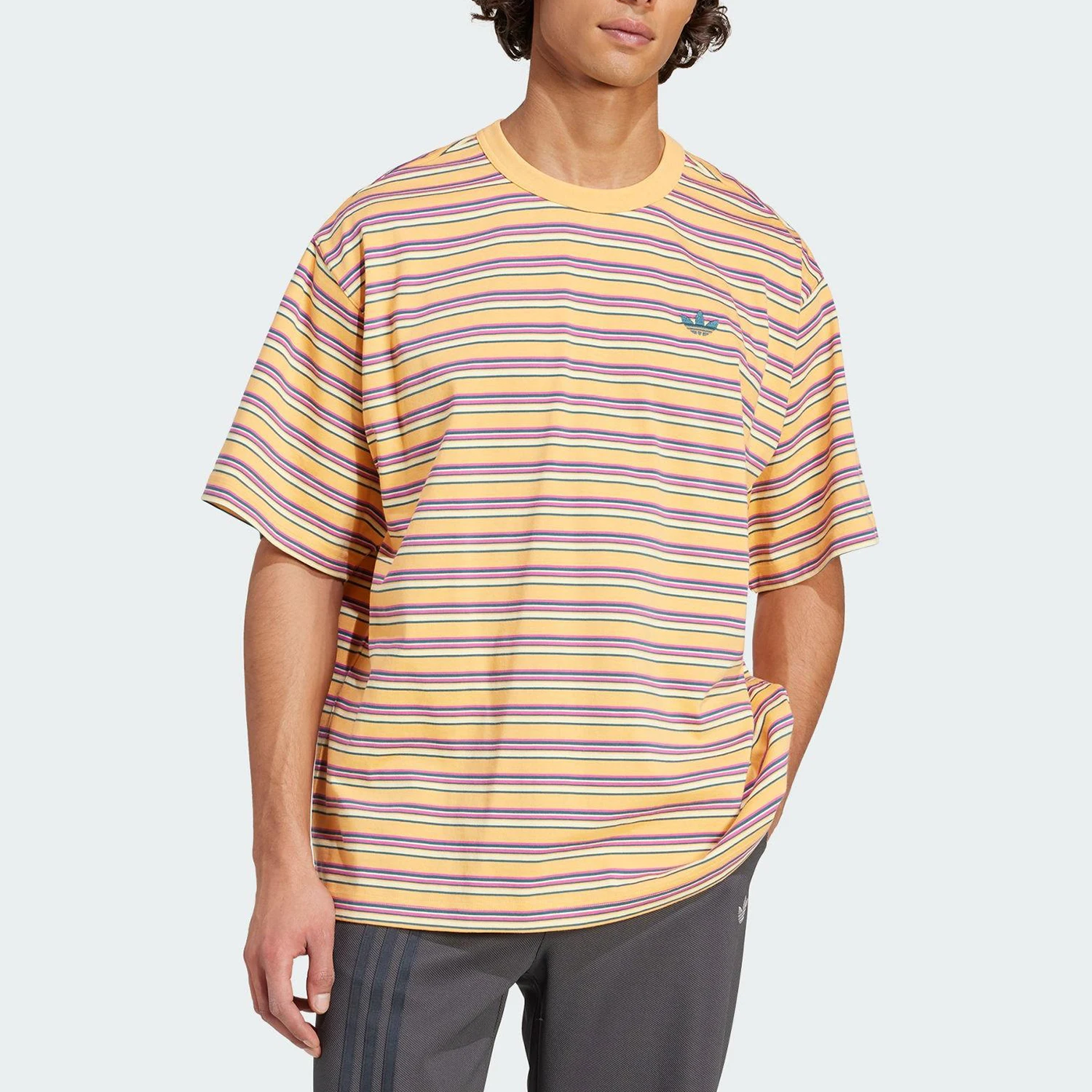 

Adidas genuine 2025 Summer Three Stripes Men's Knit Breathable T-Shirt KB8356