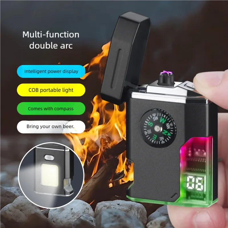 

Multi Functional Three Use Waterproof Pulse Lighter, Digital Charging Cigarette Lighter with Lighting, Lighter
