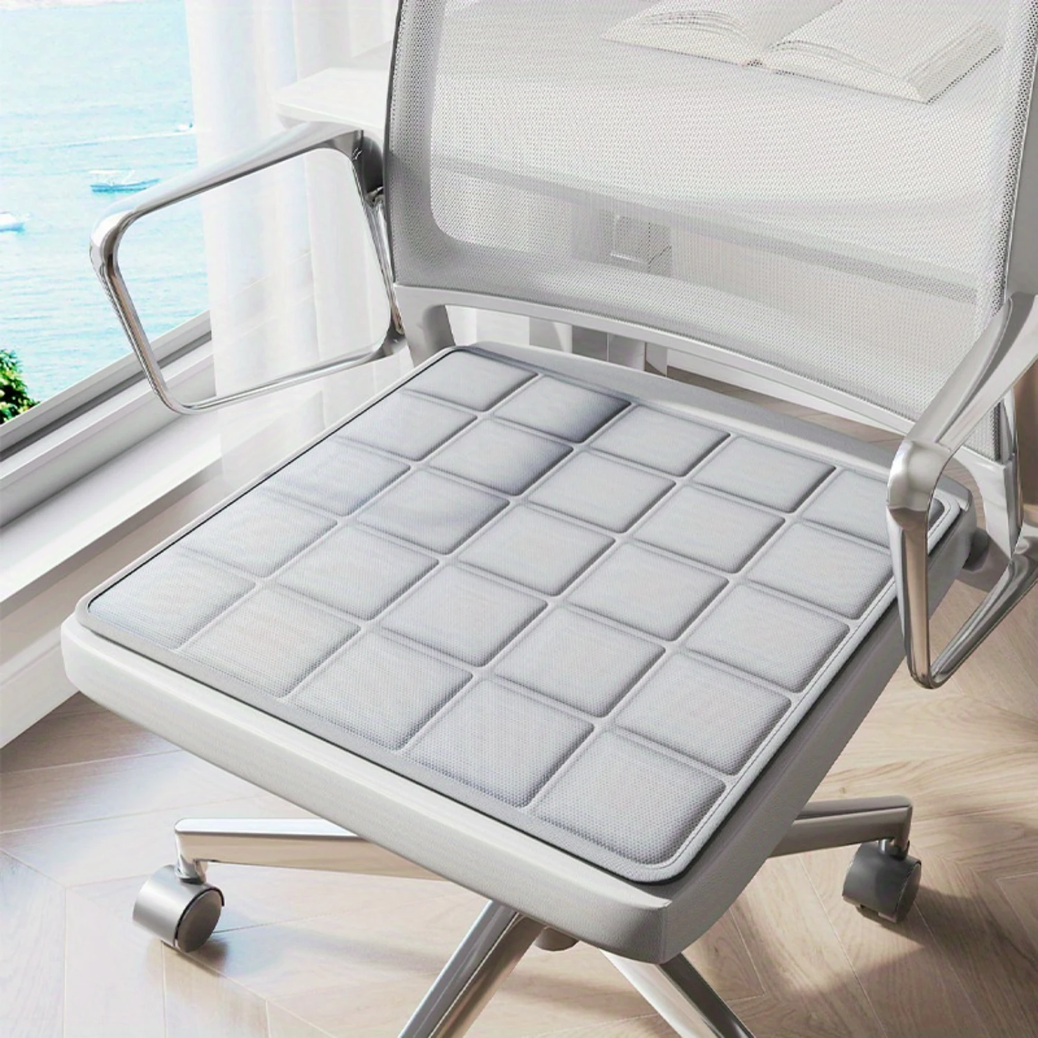 

"Office Upgrade" Cooling Ice Silk Office Chair Cushion - Non-Slip, Sweat-Absorbent, Machine Washable Seat Pad For Comfort And Su