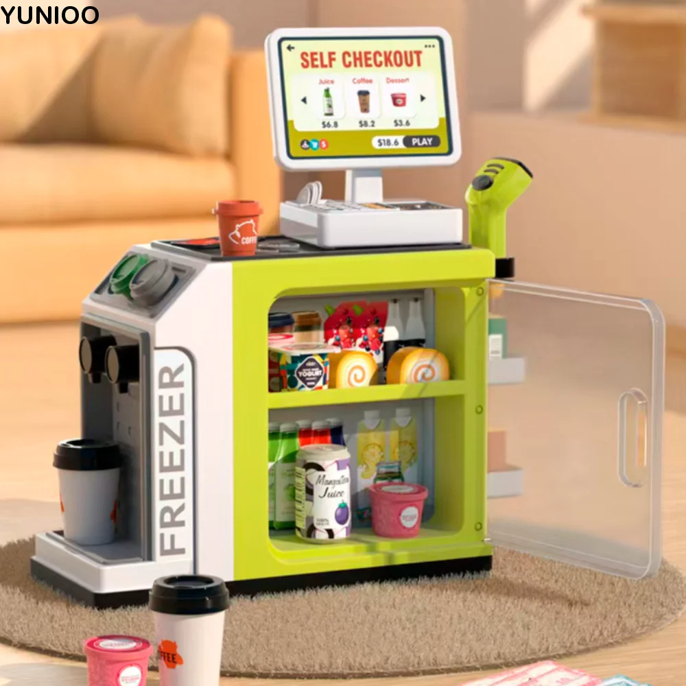 

Simulated Shopping Simulation Coffee Machine Toy Mini Supermarket Scanners Cash Register Toy Sound Light Water Outlet