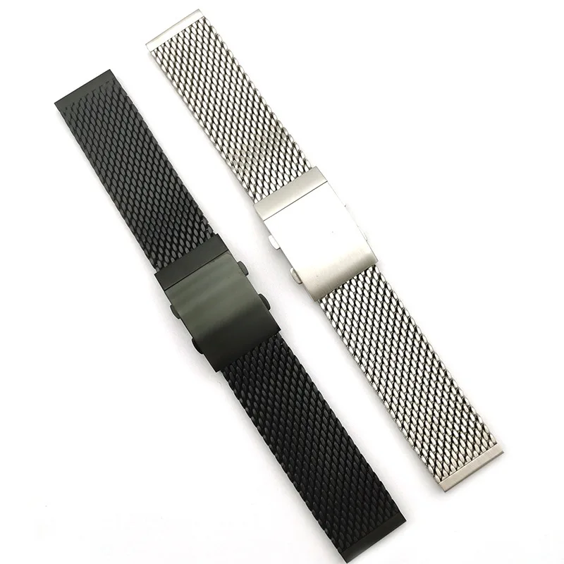 22mm Milanese Stainless Steel Mesh Watchband for IWC Omega Seiko Samsung Watch High-end Metal Watch Bracelet Folding Clasp