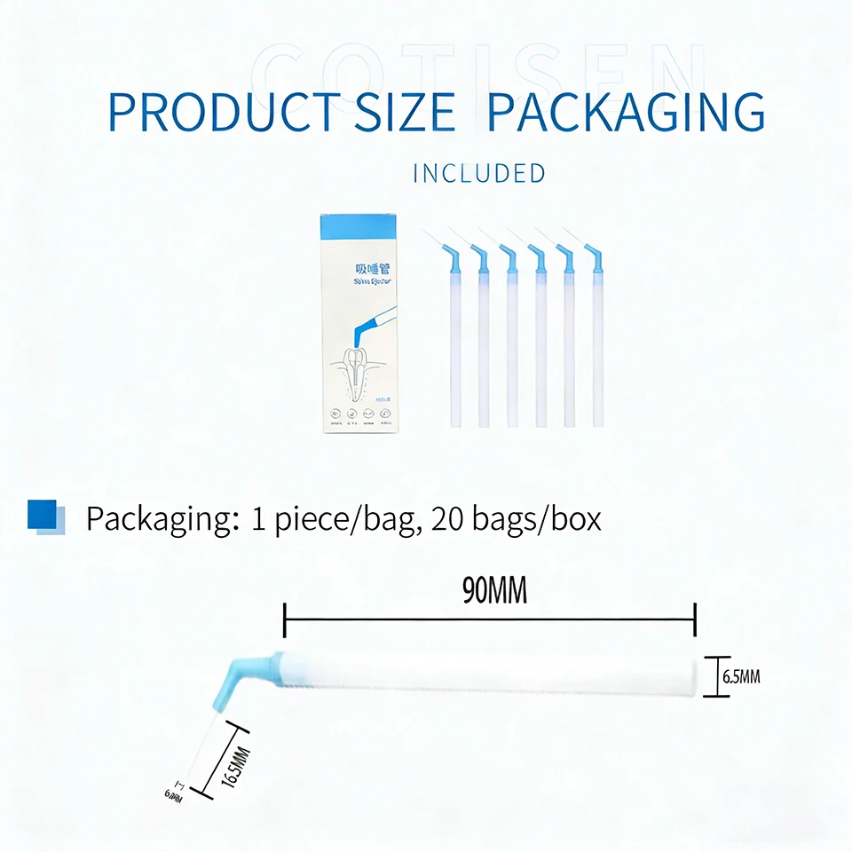

20 Bags/box Dental Saliva Ejector Disposable Suction Tip for Root Canal Treatment Dentist Use Oral Care Clinic Supplies