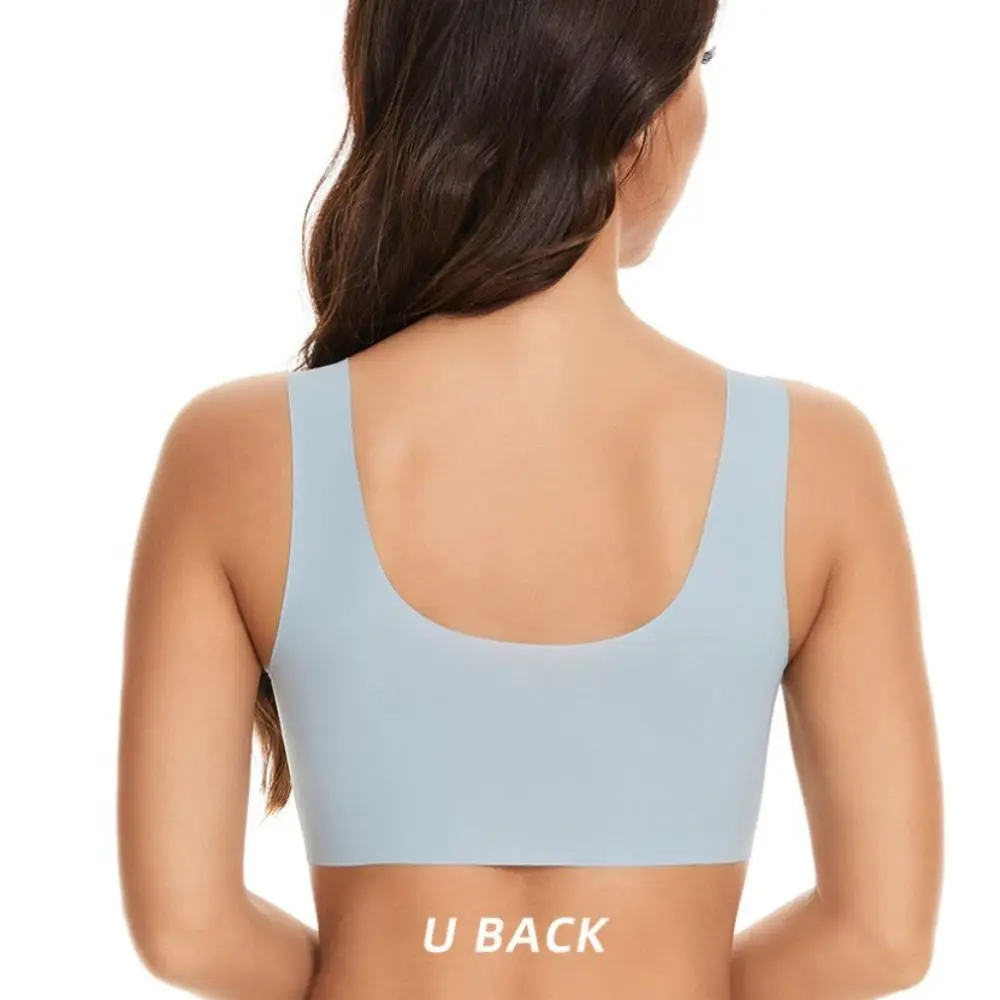 

Удобный беспроводной бюстгальтер из ледяного шелка с глубоким V-образным вырезом и большой чашкой, бесшовный бюстгальтер для женщин, собранная грудь, нижнее белье, бюстгальтеры пуш-ап для бега