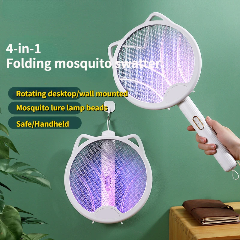 Cat ear pieghevole 4-in-1 per uso domestico multifunzionale scacciazanzare USB ricaricabile scacciazanzare tipo di scossa elettrica