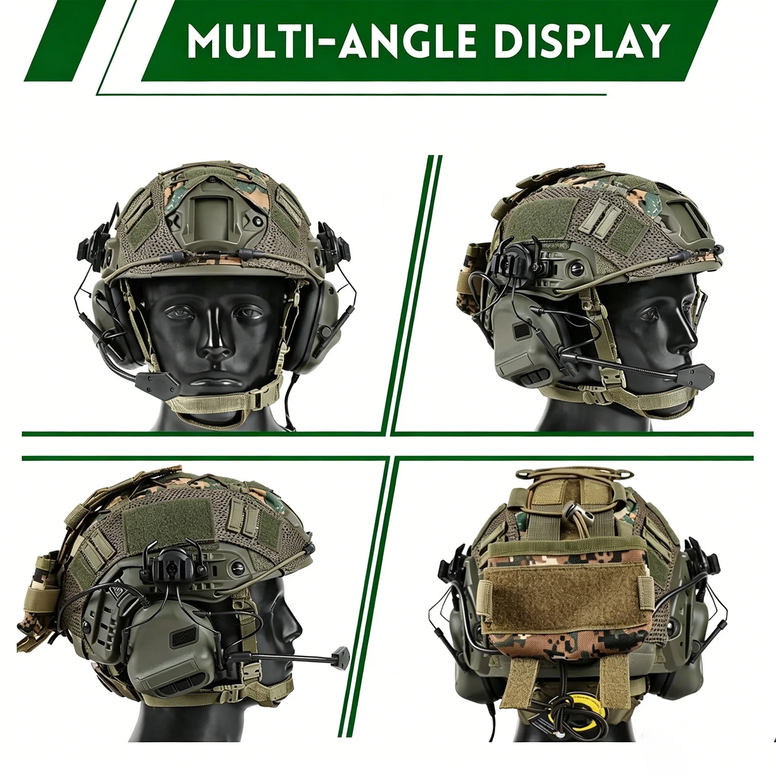 Tactical Helmet Venom Balaclava V1 Steel Mesh Mask Set with Headset Helmet Cover for Airsoft Cosplay Military Gear War game