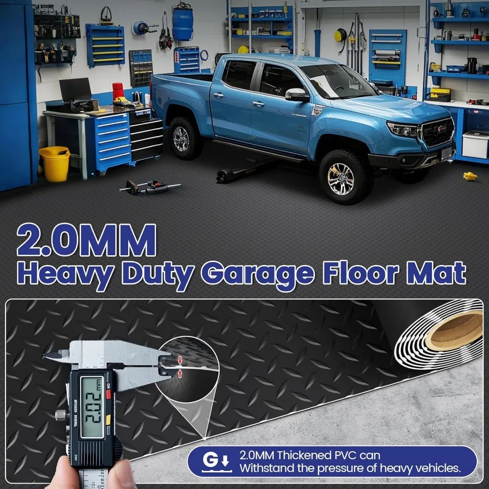 سجادة أرضية جراج شديدة التحمل مقاس 7.5 × 20 قدم، تصميم لوحة ماسية، لفة PVC مقاومة للماء ومضادة للانزلاق للسيارات وورش العمل #3