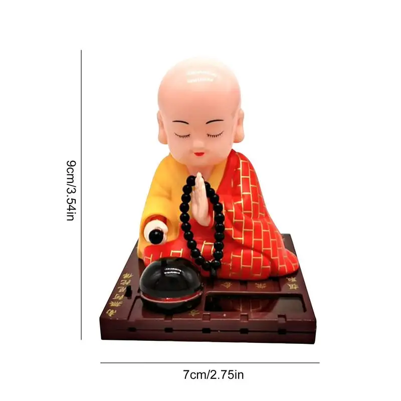 Solar Powered Bobble Shaking Head Dancing Toy Buddhist Monk Figurines Statues Car Dash Board Home Office Decorations