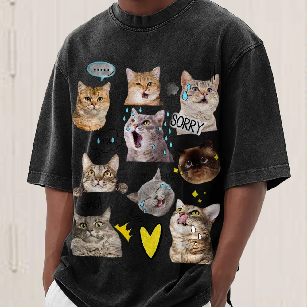 

Семья кошек, женская футболка из чистого хлопка, высокое качество, милая сменная футболка с принтом котенка, праздничная одежда для домашних животных, подарок
