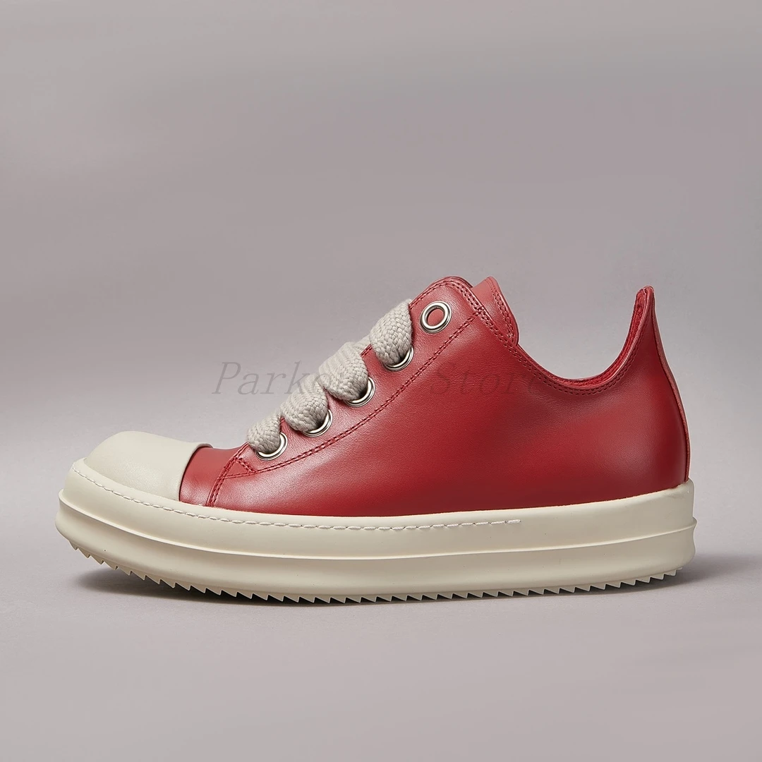 

Red Cowhide Coarse Shoelaces for Casual Shoes And Boots Men's And Women's Fashion High-Quality Sports Big Corns Low Cut Cowhide