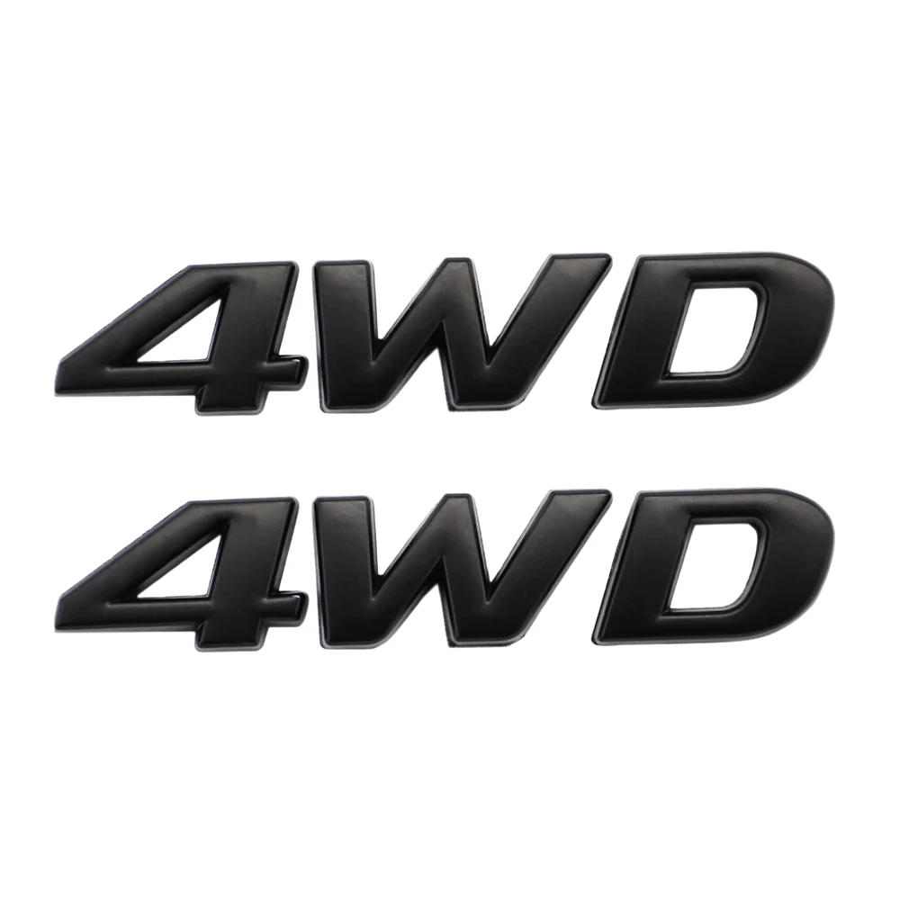 Two piece set of advanced 4WD alloy car stickers - brushed treatment, suitable for rear emblem, enhancing vehicle appearance