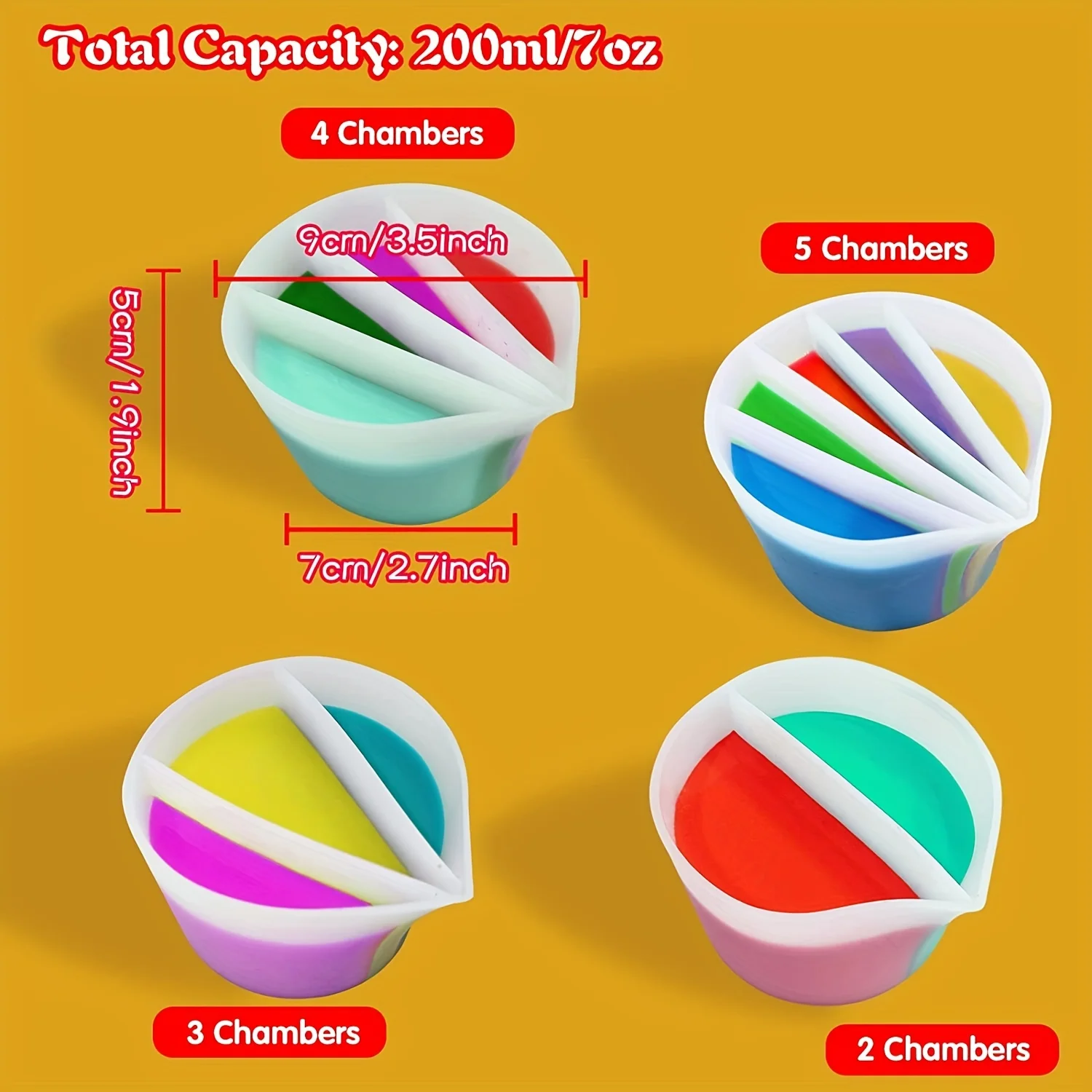 4PCS Reusable Split Cups with Dividers - Perfect for Paint Pouring, Liquid Art, Resin Poured Painting, DIY Making, and Painting