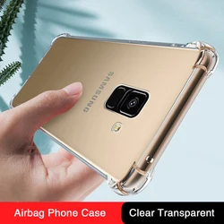 Miękki przezroczysty futerał na telefon do Samsung Galaxy A6 A8 Plus 2018 A6plus A8plus luksusowa poduszka powietrzna odporna na wstrząsy przezroczysty silikonowy pokrowiec Funda