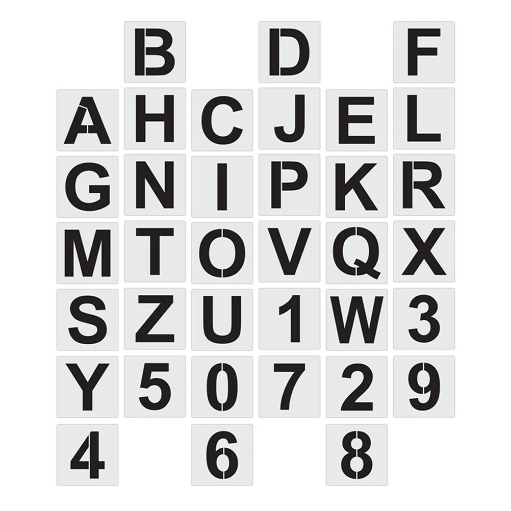 36 قطعة استنسل الأبجدية قوالب الحروف البلاستيكية للرسم اليدوي قابلة لإعادة الاستخدام أنماط أرقام مقاومة للماء فن الحرف اليدوية