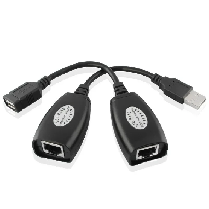 2pcs USB zu rj45 rj 45 lan Kabel verlängerung adapter Extender über cat5 rj45 cat6 Patchkabel schwarz Netzwerk zubehör