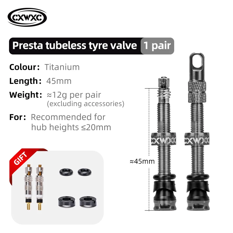 CXWXC 1 Paar Fiets Presta Ventiel 45/65/85mm Aluminium Ventiel Voor Tubeless Road/MTB/grindfiets Velg Ventiel Accessoires