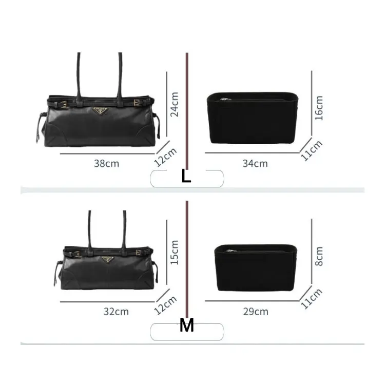 Organizer Insert For Prada Bonnie Soft Lux Leather Bag, Felt Bag-in-Bag Inner Liner, Bag Shaper, Ultra-Light Storage Divider Bag