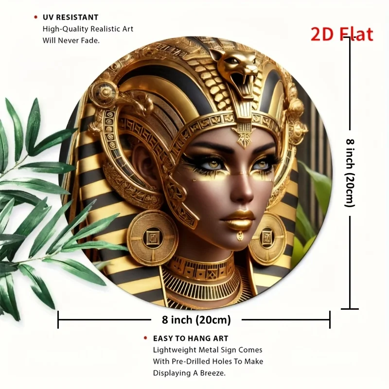 طباعة مسطحة ثنائية الأبعاد، قطعة واحدة، تصميم كويا مصري، طباعة مسطحة ثنائية الأبعاد، علامة معدنية دائرية مقاس 7.87 × 7.87 بوصة