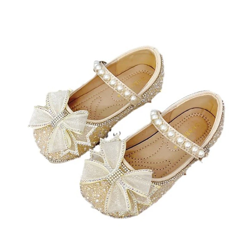 

Girls Mary Janes for Party Wedding Shows Bow Sequined Rhinestones Shallow Children Fashion Versatile Soft Kids Casual Shoes 2025