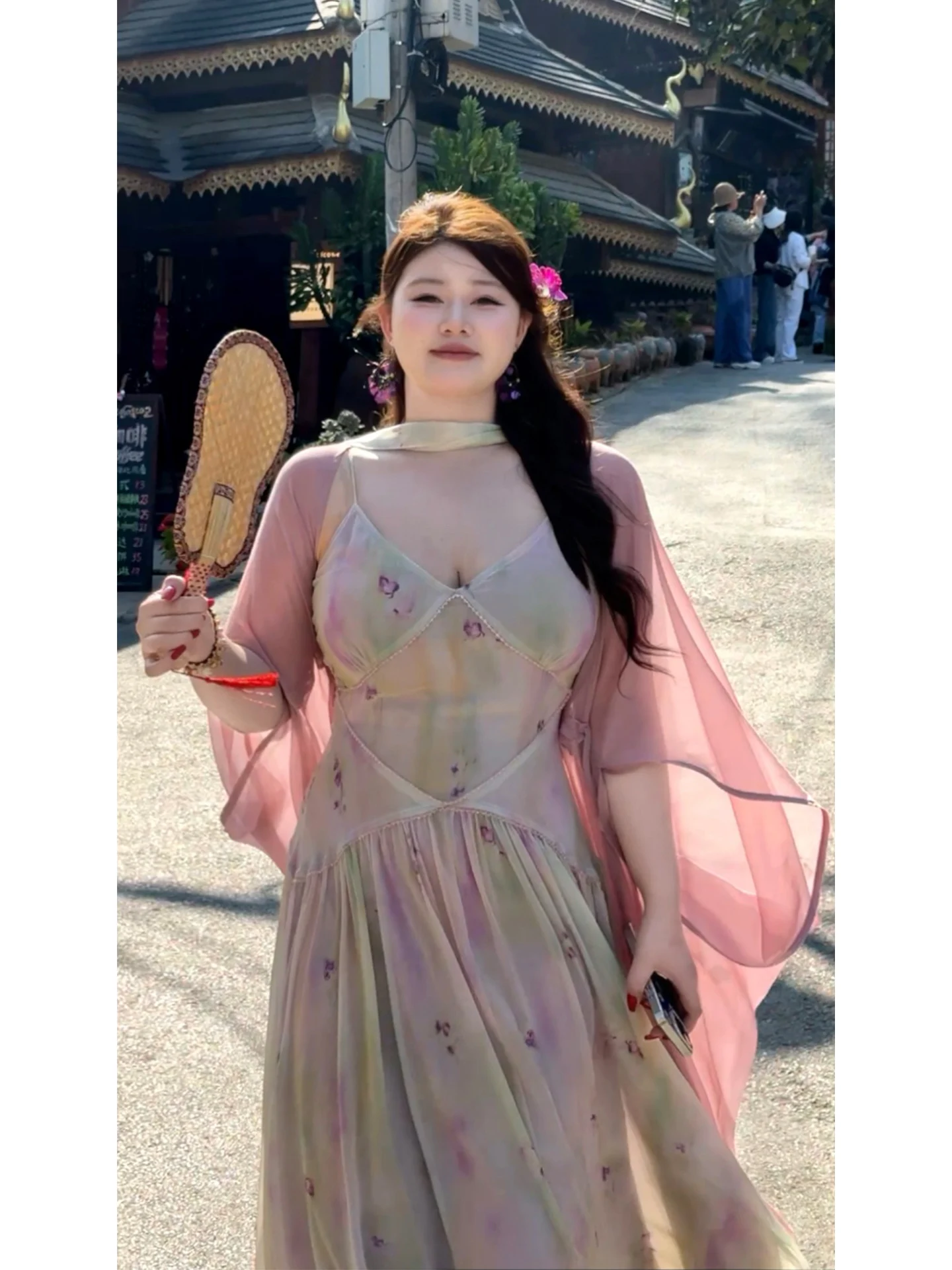 

DMcc Large Size Rainbow Floral Print ter Dr Slimming for Plump Women Spring Summer High Waist Long Sve Maxi Dr