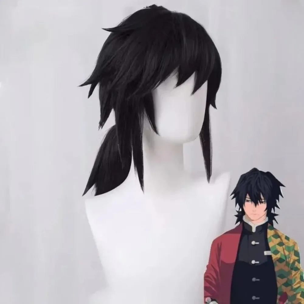 

Парик для косплея Demon Slayer Tomioka Giyuu, черный синтетический короткий прямой парик, аниме Coser, милый парик высокого качества для девочек, повседневная вечеринка