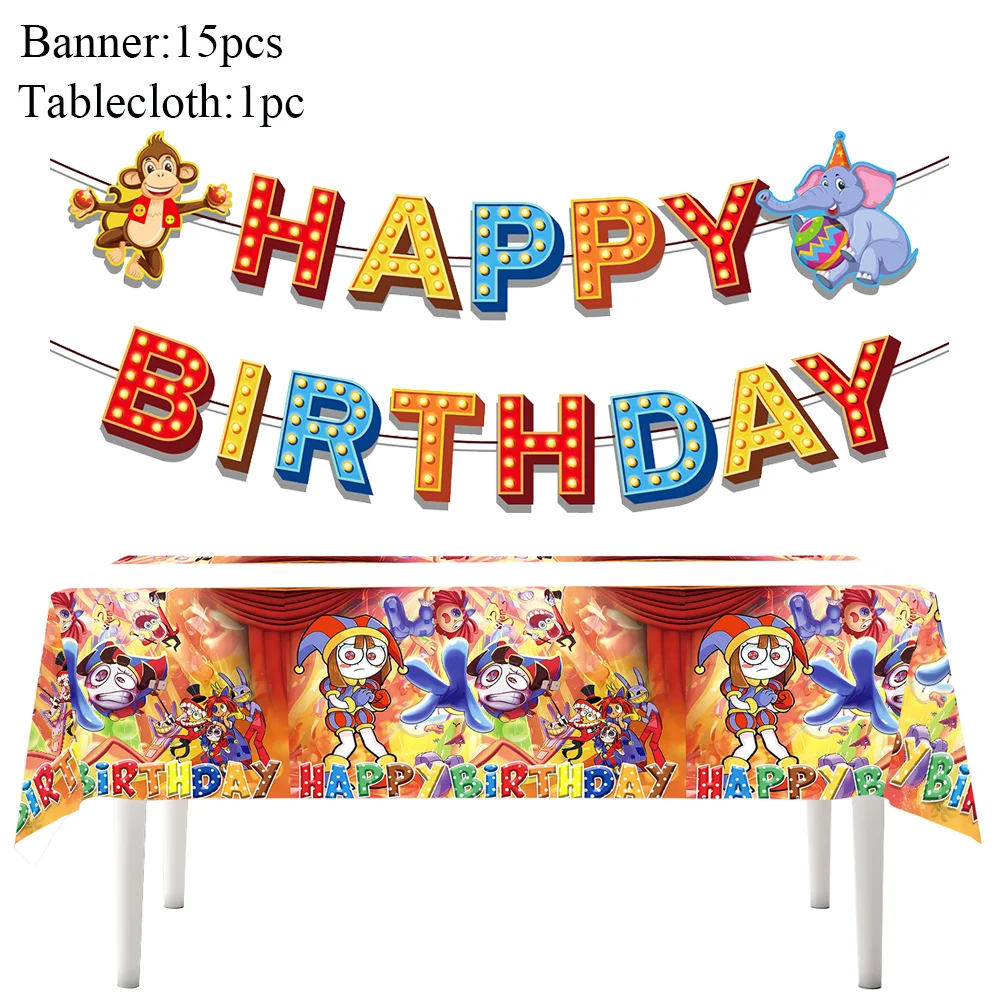 The Amazing Digital Circus Party Supplies Tablecloth For Kids Disposable Table Cover Favor Circus Carnival Birthday Decoration