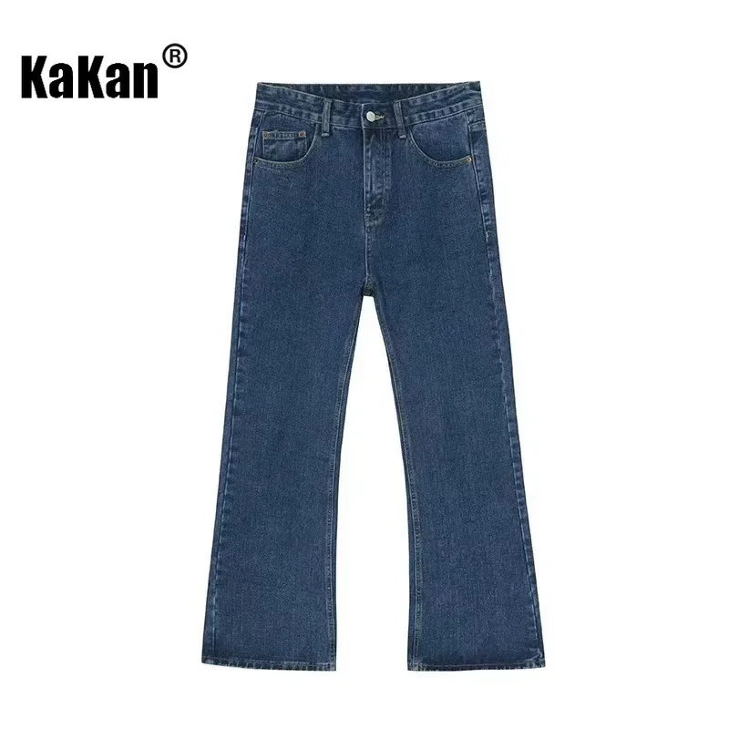 Kakan Long Leg Jeans Korean Version Versatile Slimming Wide Leg Slightly Flared Washed Straight Leg Trendy Men's Jeans